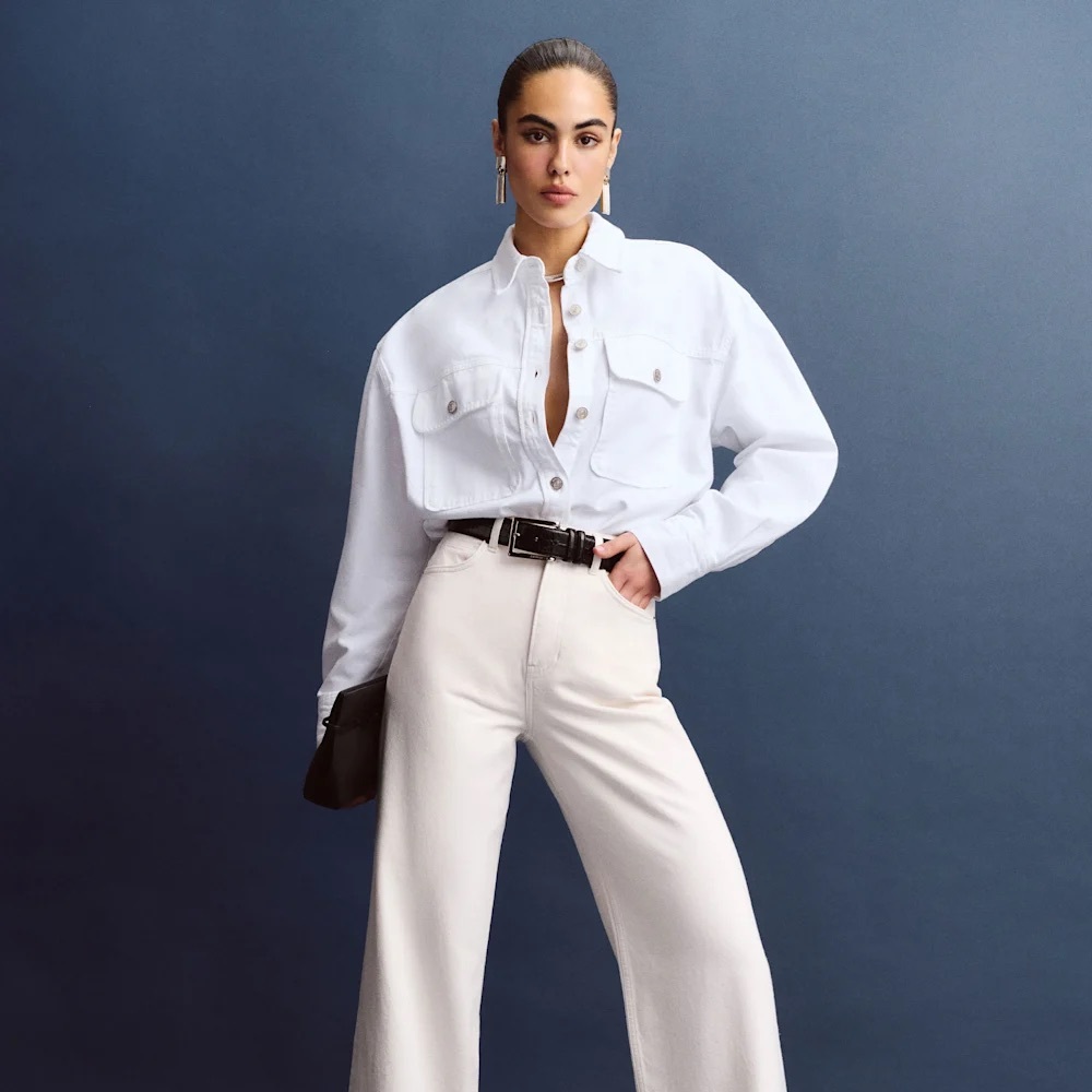 Reformation Carlos Denim Shirt Ivory - Size XS